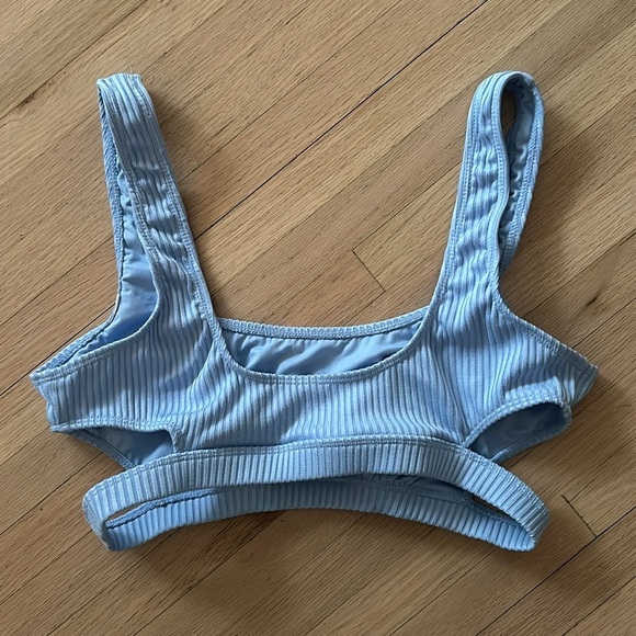 Forever 21 - Light Blue Ribbed Bikini Top - Size L - Picture 5 of 6